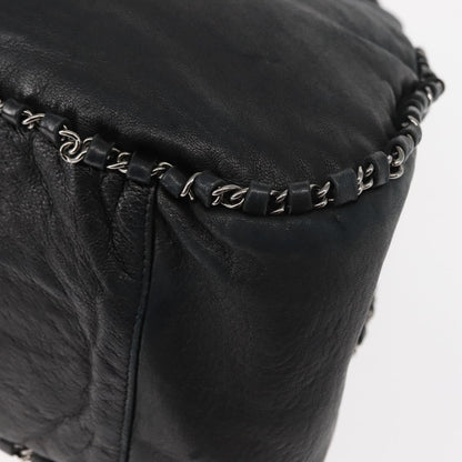 Chanel Vintage Chain Around Shoulder Bag Leather, BLACK, LEATHER, Shoulder bag