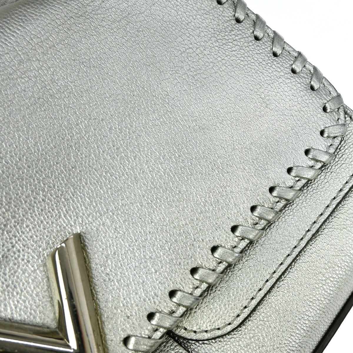 Louis Vuitton Very Chain Bag Whipstitch Leather, Silver, Leather, Handbag