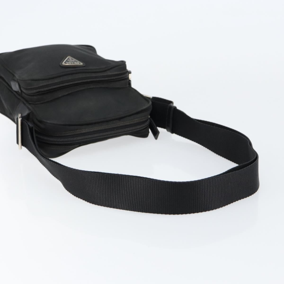 Prada Front Pocket Messenger Bag Tessuto, BLACK, NYLON, Shoulder bag