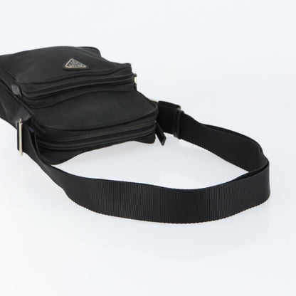 Prada Front Pocket Messenger Bag Tessuto, BLACK, NYLON, Shoulder bag