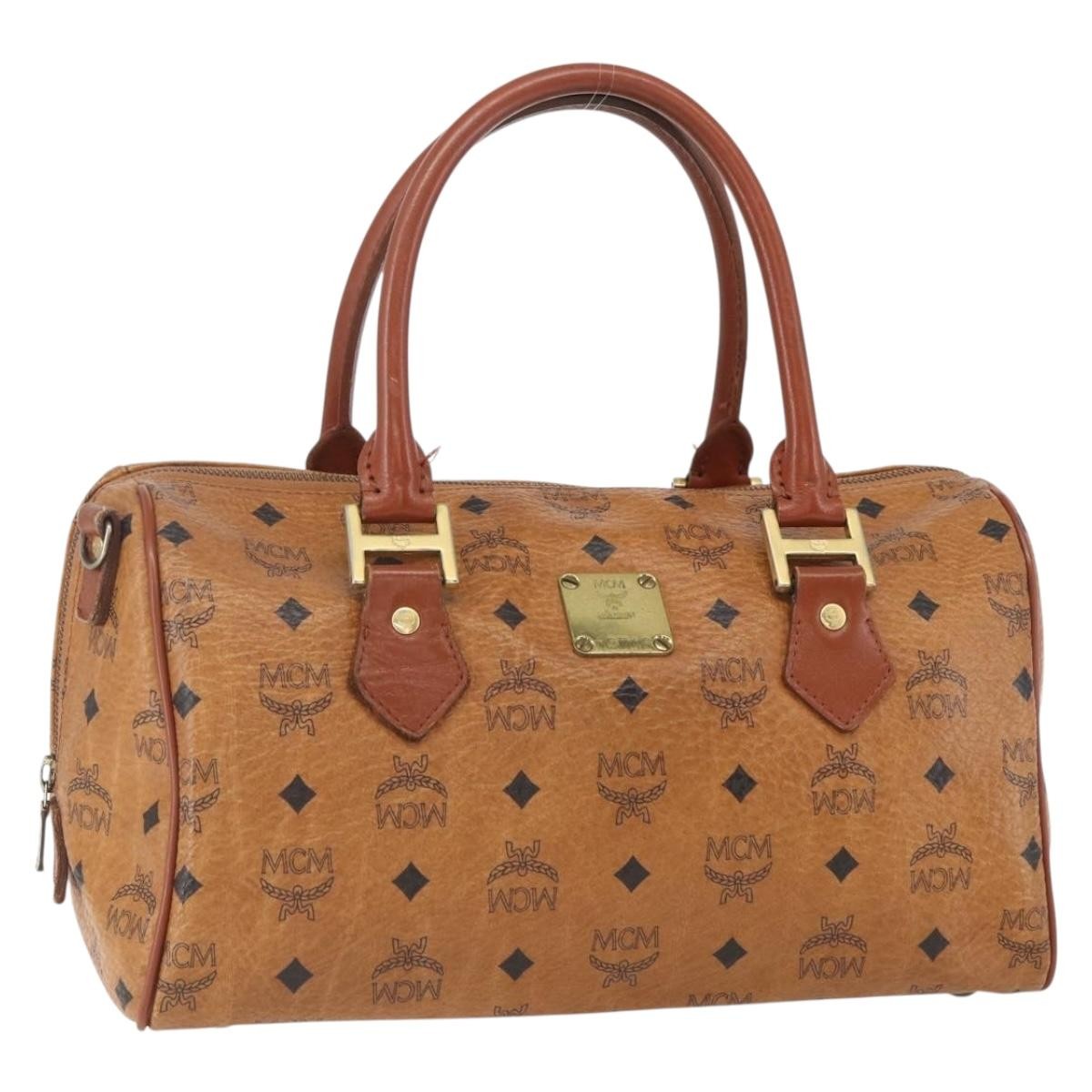 MCM Visetos logogramme Handbag Canvas and Leather, BROWN, CANVAS, Travel bag