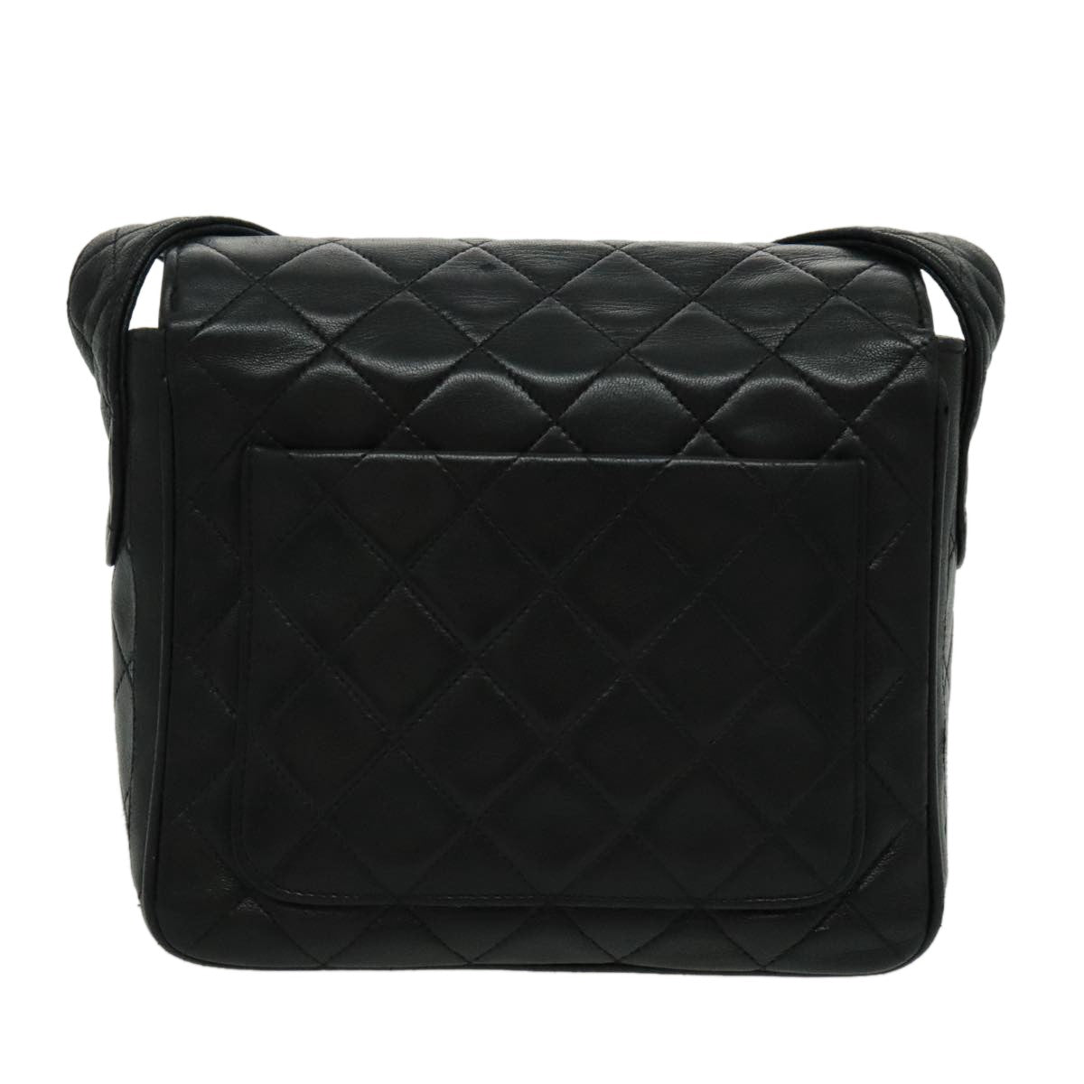 Chanel Vintage CC Pushlock Flap Bag Quilted Lambskin, BLACK, LEATHER, Shoulder bag