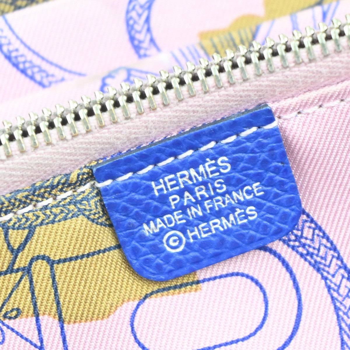 Hermes Azap Zip Around Wallet Silk'in Epsom, Blue, Leather, Wallet