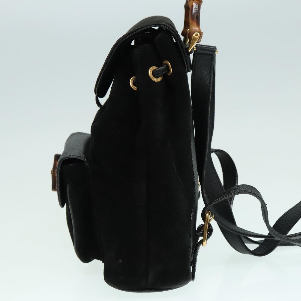 Gucci Gucci bamboo backpack daim, Black, Suede, Backpack