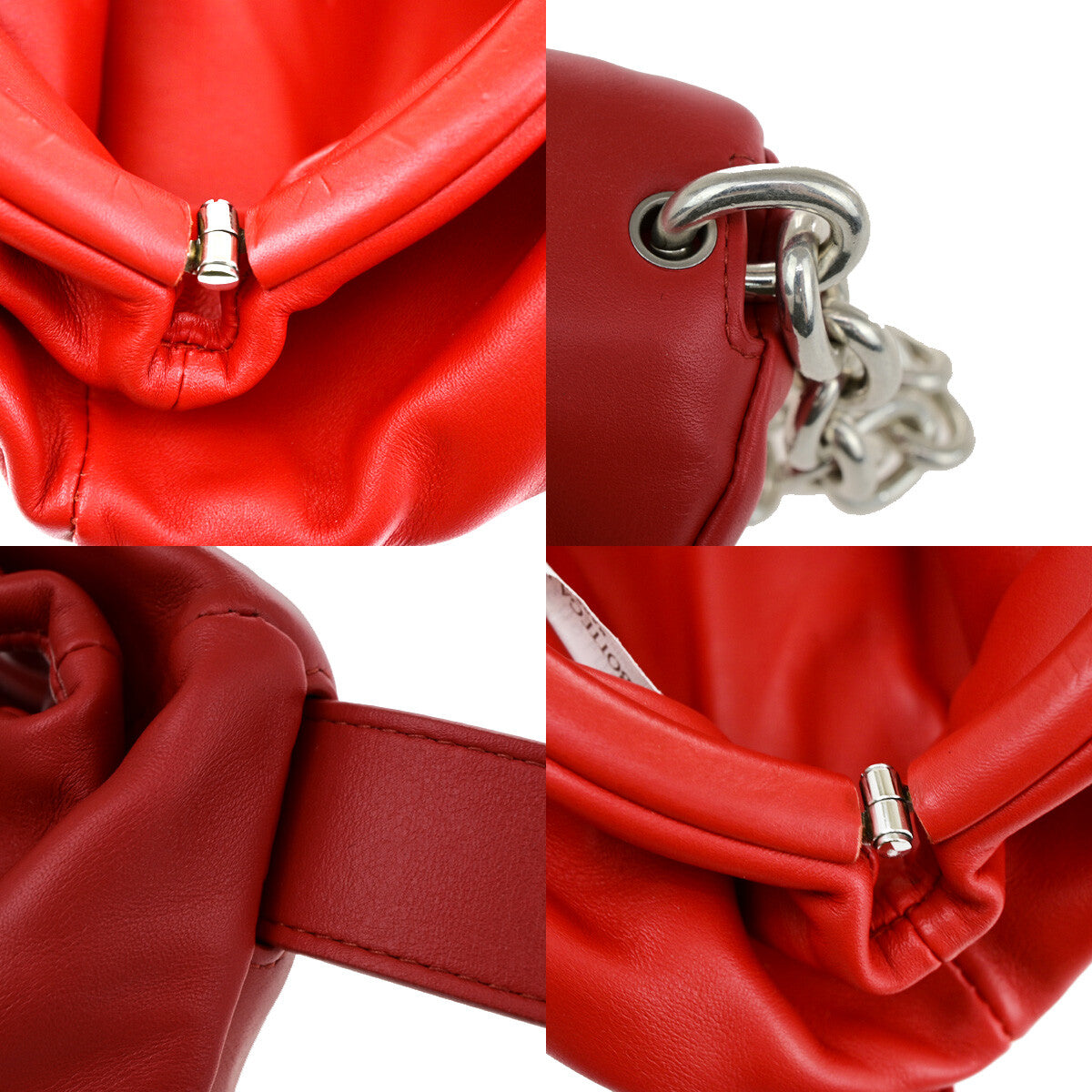 Bottega Veneta The Chain Pouch Leather, RED, LEATHER, Clutche & pouche