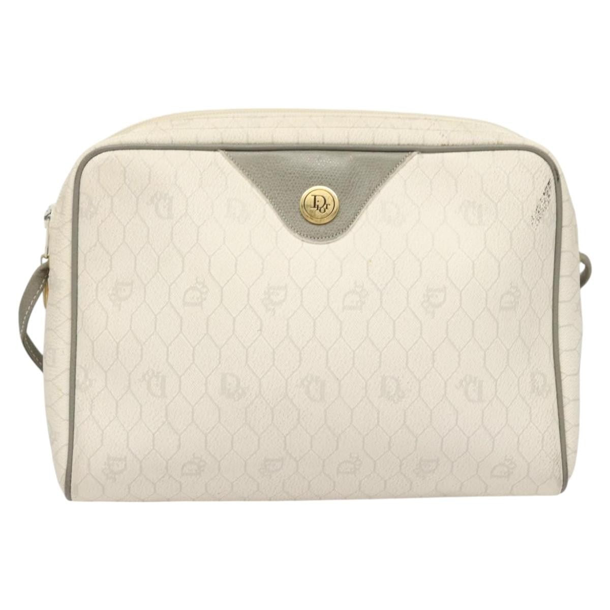 Christian Dior Vintage Honeycomb Shoulder Bag Canvas, WHITE, CANVAS, Shoulder bag