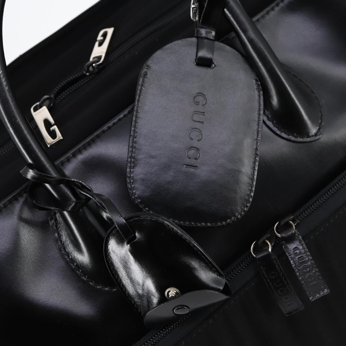 Gucci Travel Boston Bag Leather with Nylon, BLACK, LEATHER, Travel bag