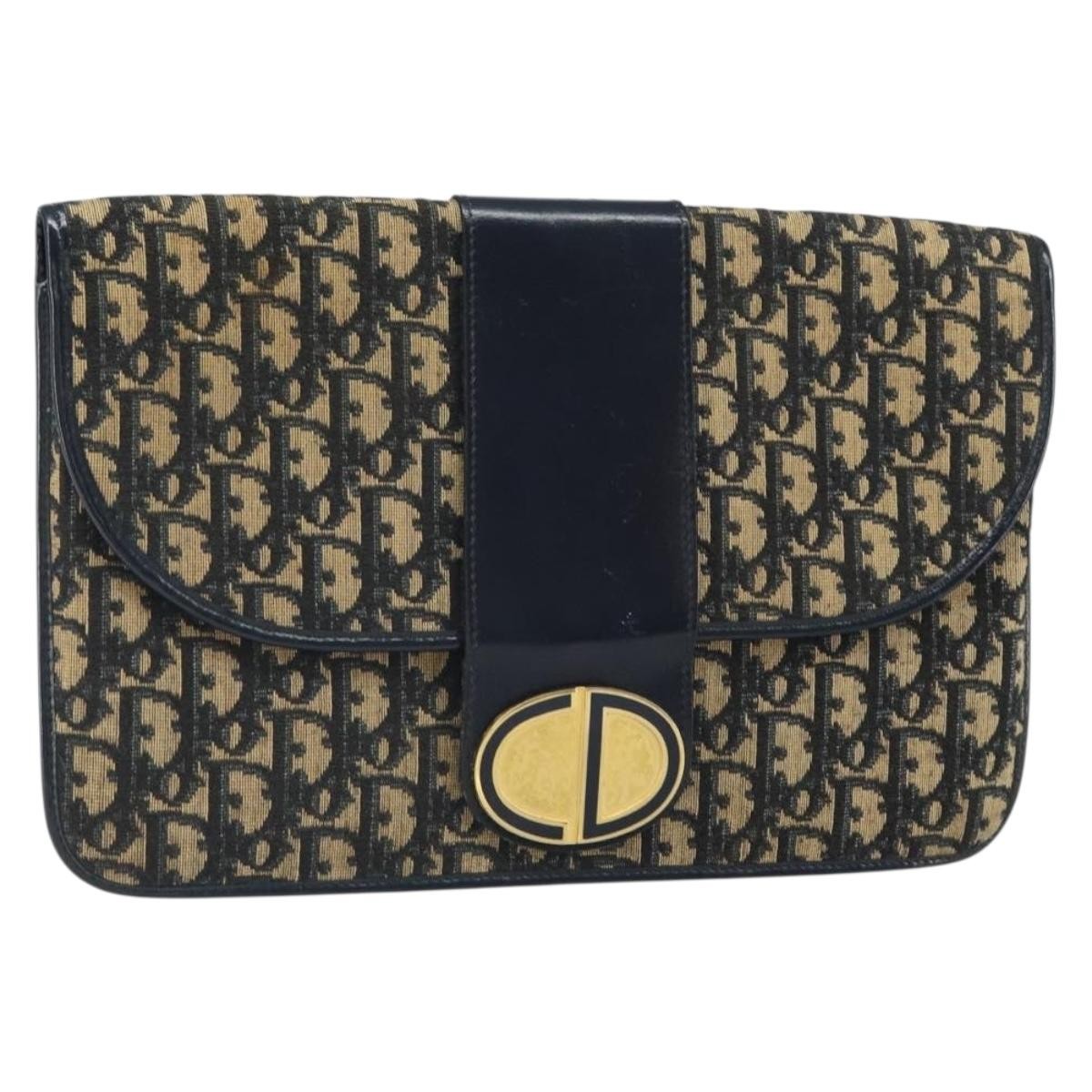 Christian Dior Vintage Trotter Pouch Canvas, NAVY, CANVAS, Clutche & pouche