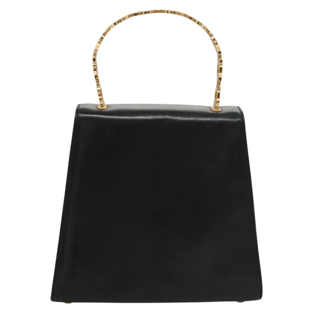 Salvatore Ferragamo Gancini handbag Leather, BLACK, LEATHER, Handbag