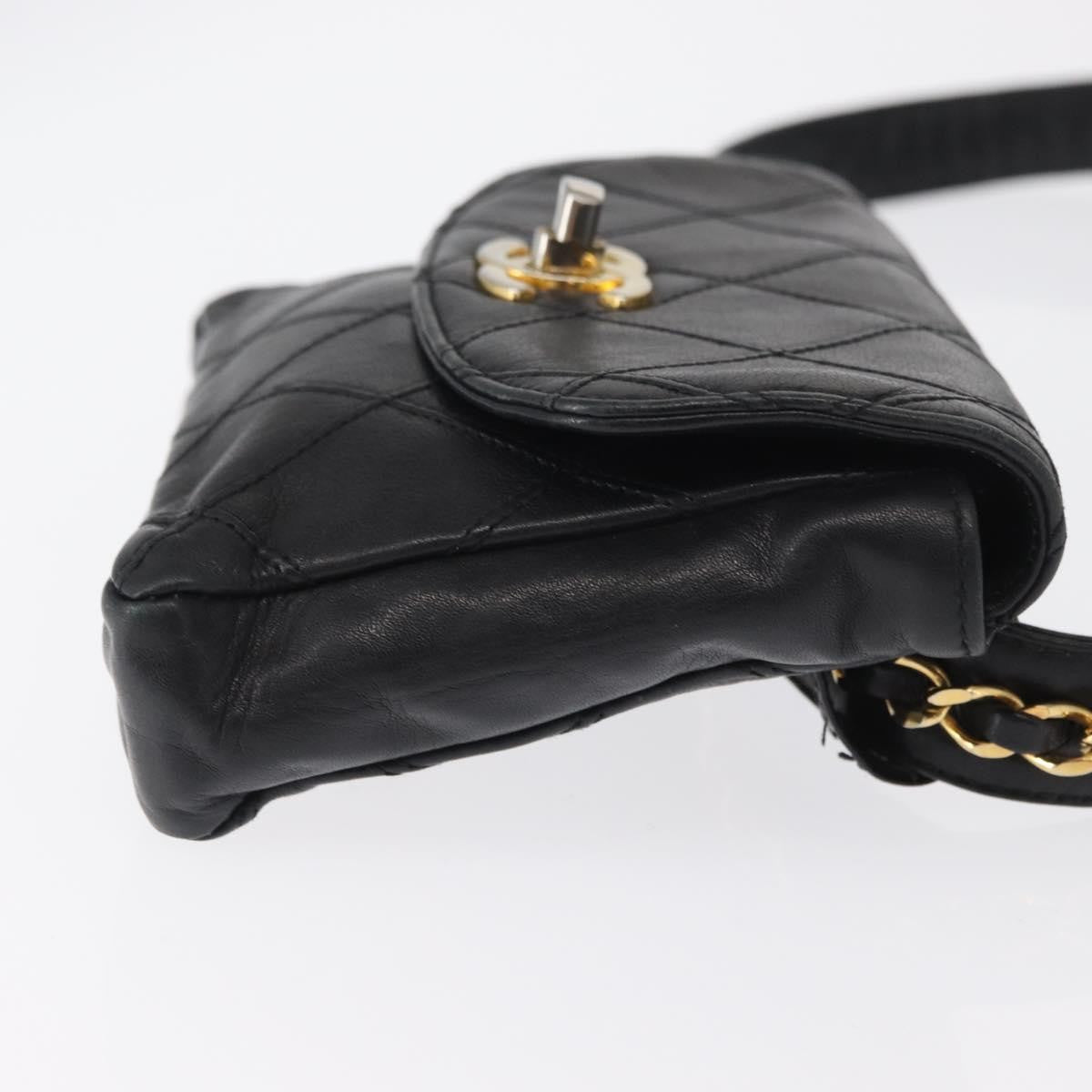 Chanel Vintage CC Flap Waist Bag Quilted Leather, BLACK, LEATHER, Clutche & pouche