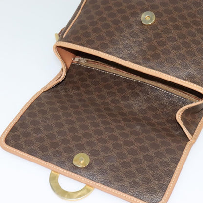 Celine Vintage Macadam Circle Logo Shoulder Bag Canvas and Leather, Brown, Canvas, Shoulder Bag