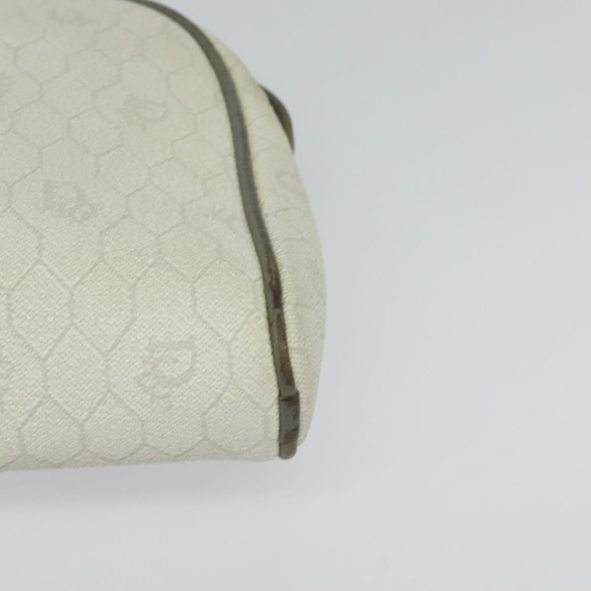 Christian Dior Vintage Honeycomb Zip Pouch Coated Canvas, WHITE, LEATHER, Clutche & pouche