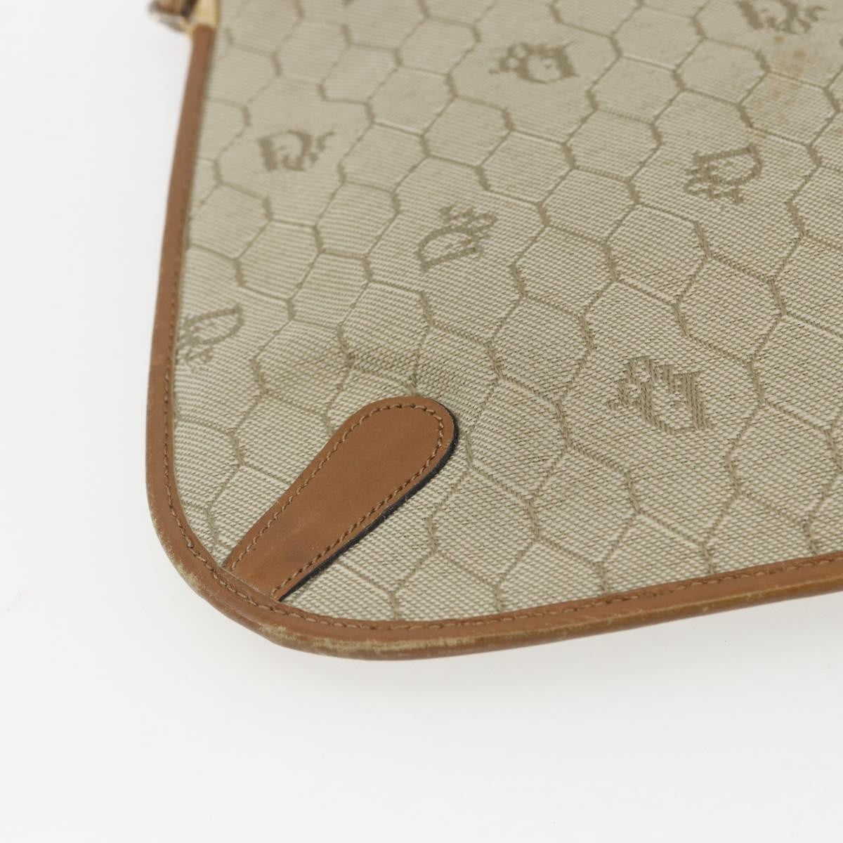 Christian Dior Vintage Honeycomb Shoulder Bag Canvas and Leather, BEIGE, CANVAS, Shoulder bag