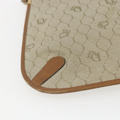 Christian Dior Vintage Honeycomb Shoulder Bag Canvas and Leather, BEIGE, CANVAS, Shoulder bag
