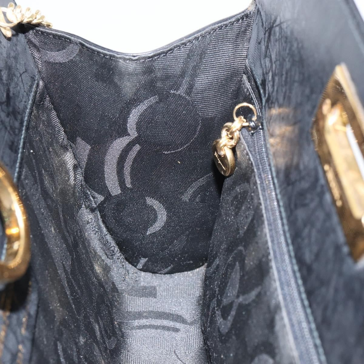 Salvatore Ferragamo Vintage Gancini Chain Shoulder Bag Leather, BLACK, LEATHER, Shoulder bag
