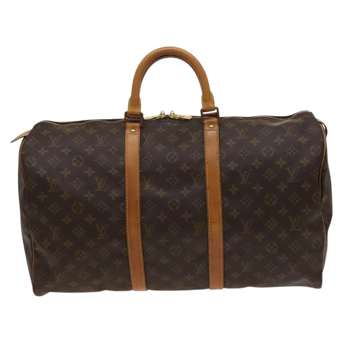 Louis Vuitton Keepall Bag Monogram Canvas, BROWN, CANVAS, Travel bag