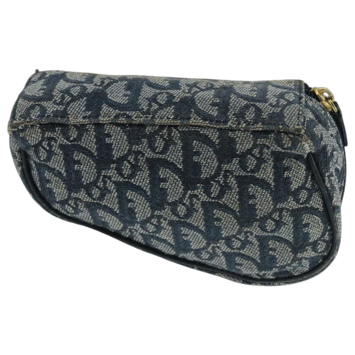 Christian Dior Vintage Saddle Coin Purse Diorissimo Canvas, NAVY, CANVAS, Clutche & pouche