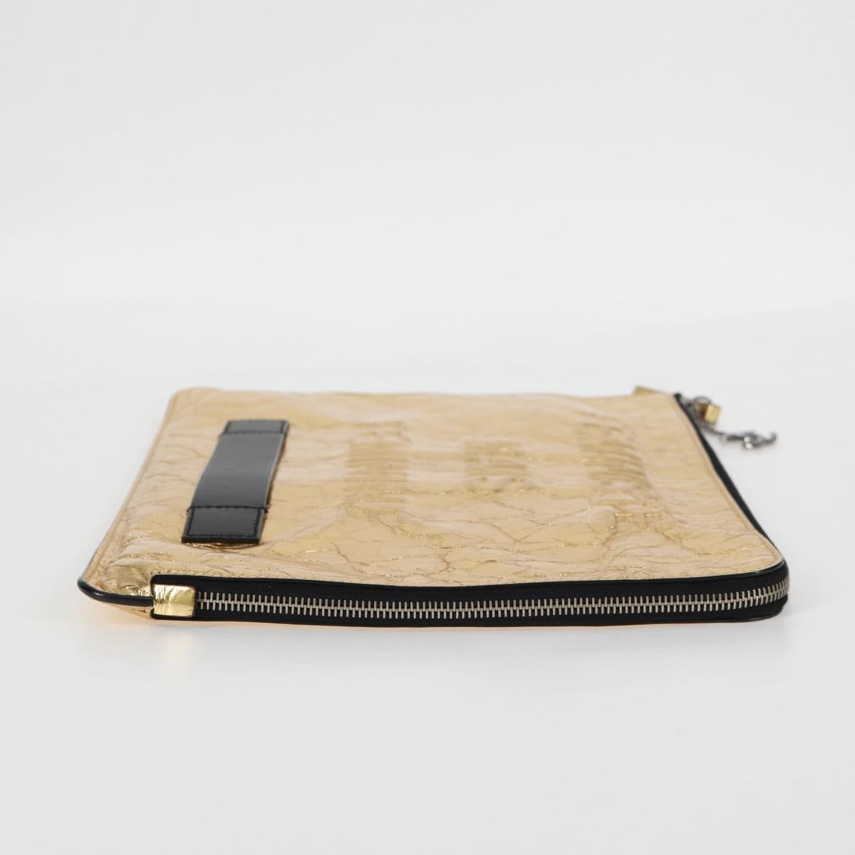 Chanel Feminine Pouch Crinkled Leather, GOLD, LEATHER, Clutche & pouche