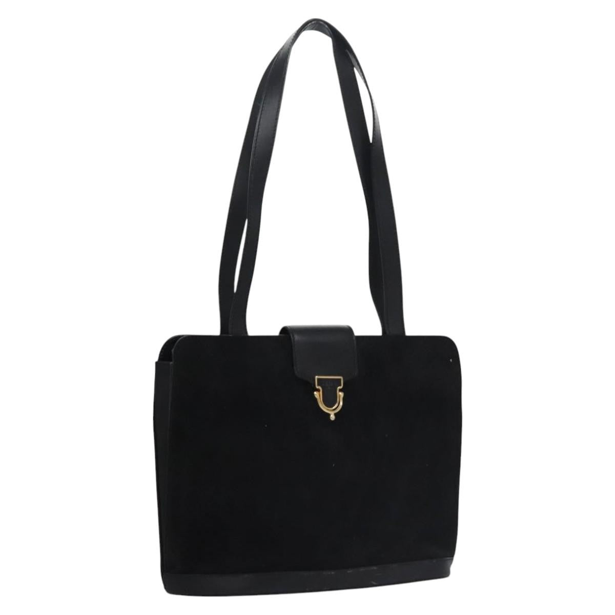 Celine Shoulder Bag Suede and leather, BLACK, SUEDE, Shoulder bag