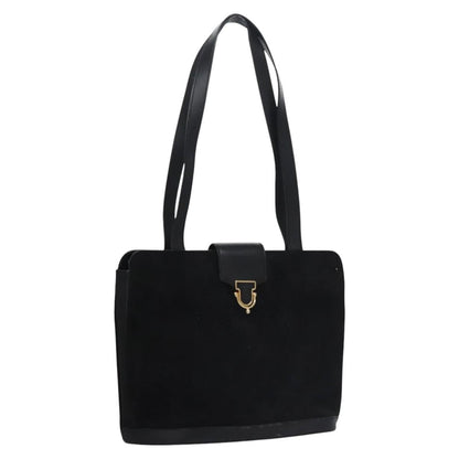 Celine Shoulder Bag Suede and leather, BLACK, SUEDE, Shoulder bag