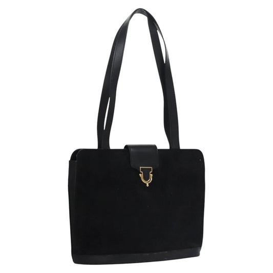 Celine Shoulder Bag Suede and leather, BLACK, SUEDE, Shoulder bag