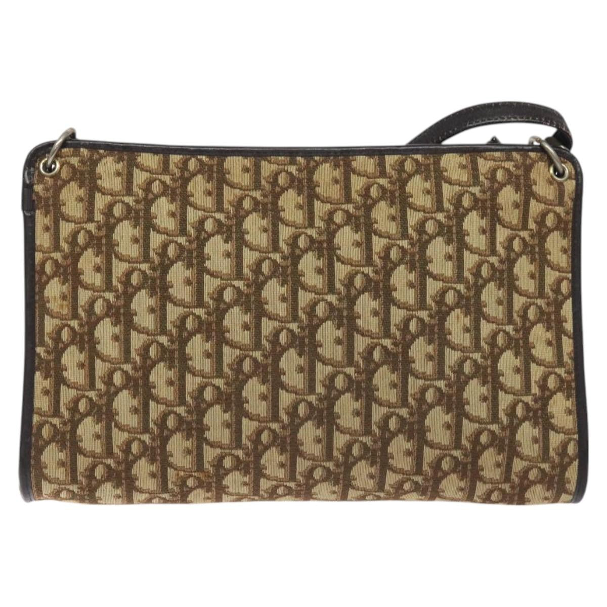 Christian Dior Vintage Trotter Shoulder Bag Canvas, BROWN, CANVAS, Shoulder bag