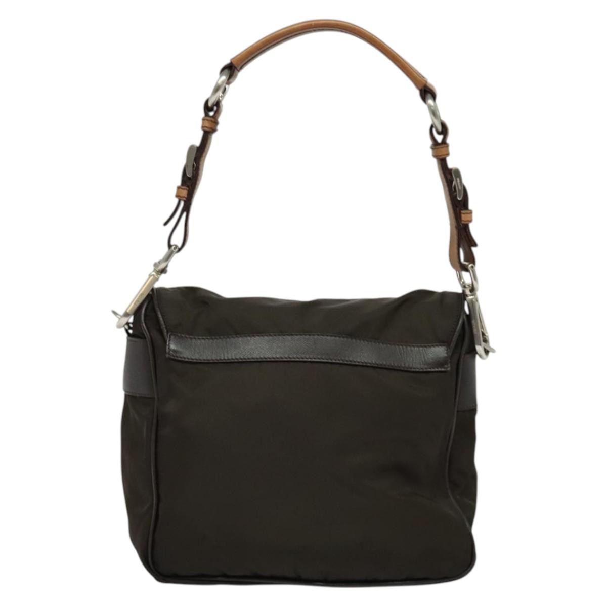 Prada Vintage Flap Shoulder Bag Nylon, Khaki, Nylon, Shoulder Bag