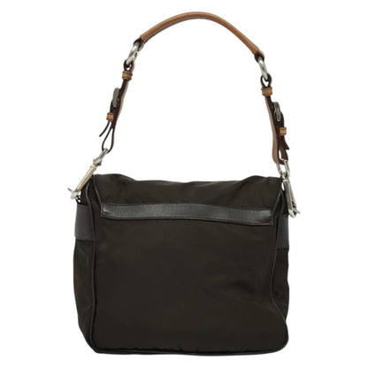 Prada Vintage Flap Shoulder Bag Nylon, Khaki, Nylon, Shoulder Bag