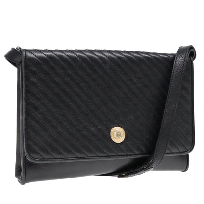 Celine Vintage Flap Shoulder Bag Leather, BLACK, LEATHER, Shoulder bag