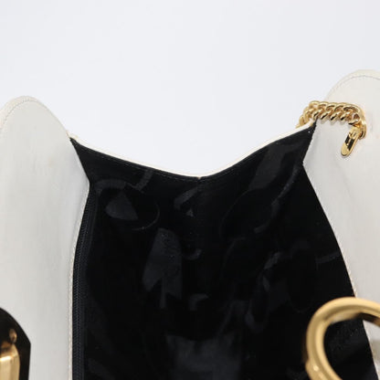 Salvatore Ferragamo Vintage Chain Shoulder Bag Leather, WHITE, LEATHER, Shoulder bag