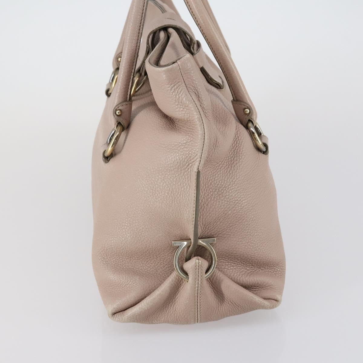 Salvatore Ferragamo Gancini Shoulder Bag Leather, BEIGE, LEATHER, Shoulder bag