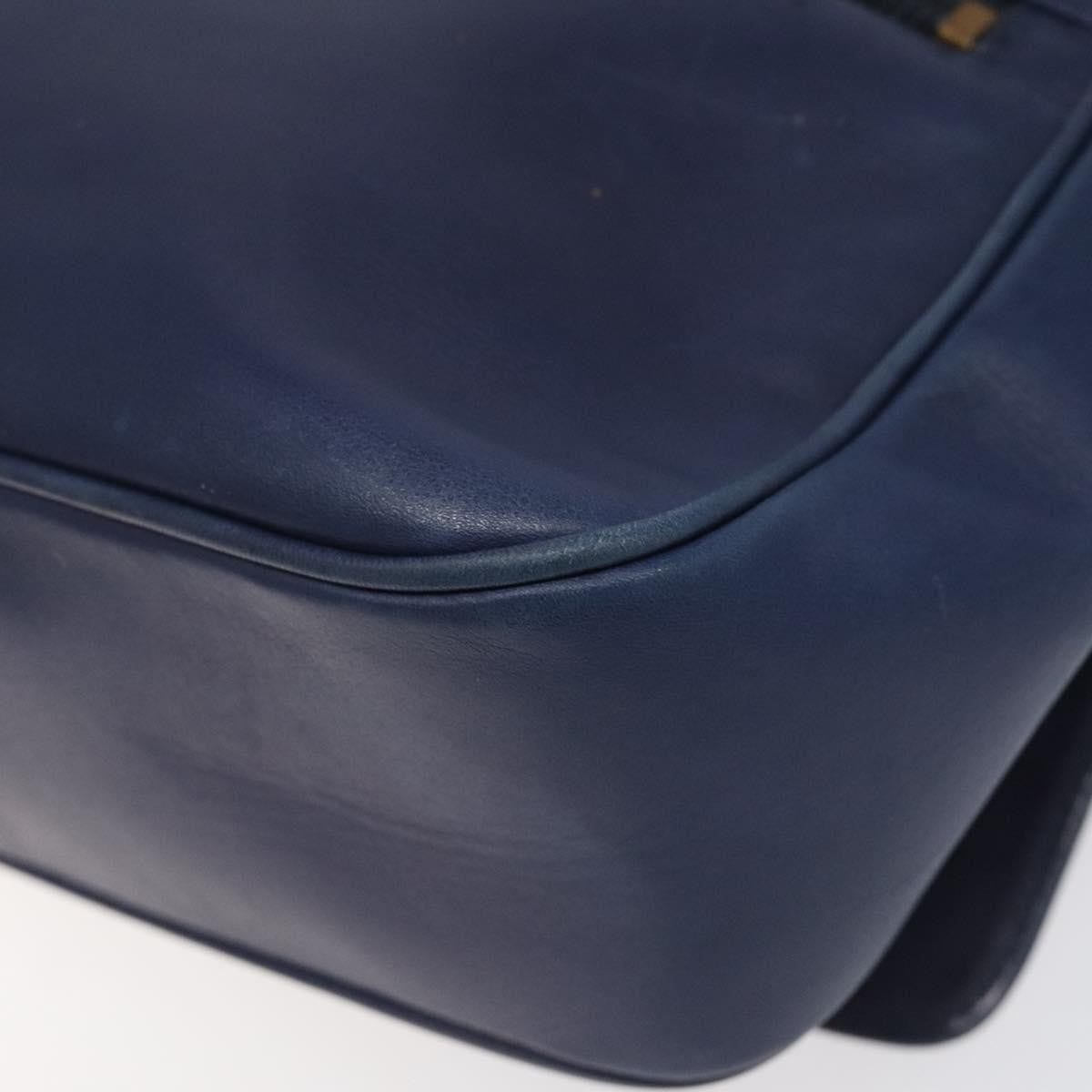 Celine Vintage Circle Logo Crossbody Bag Leather, BLUE, LEATHER, Crossbody bag