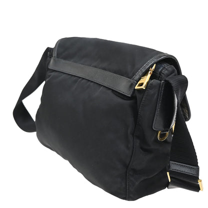 Prada Buckle Messenger Bag Tessuto, Black, Nylon, Shoulder Bag