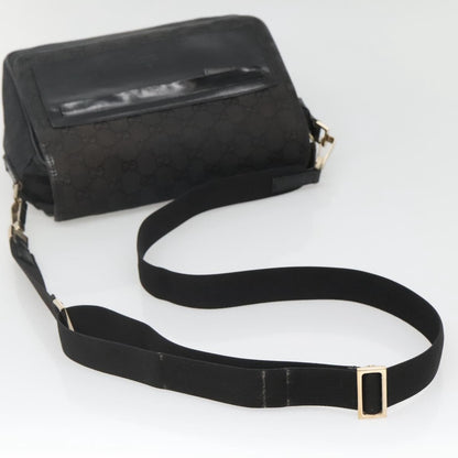 Gucci Flap Messenger Bag GG Coated Canvas, BLACK, CANVAS, Shoulder bag