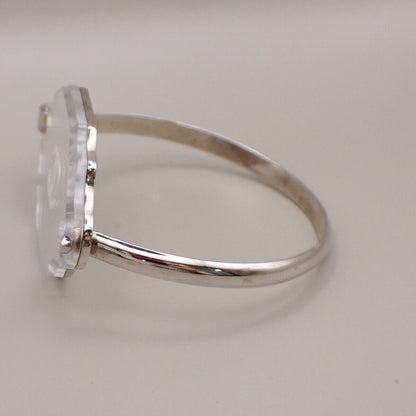 Chanel CC Logo Mirror Bangle Bracelet Metal and Plastic, SILVER, SILVER_PLATED, Bracelet