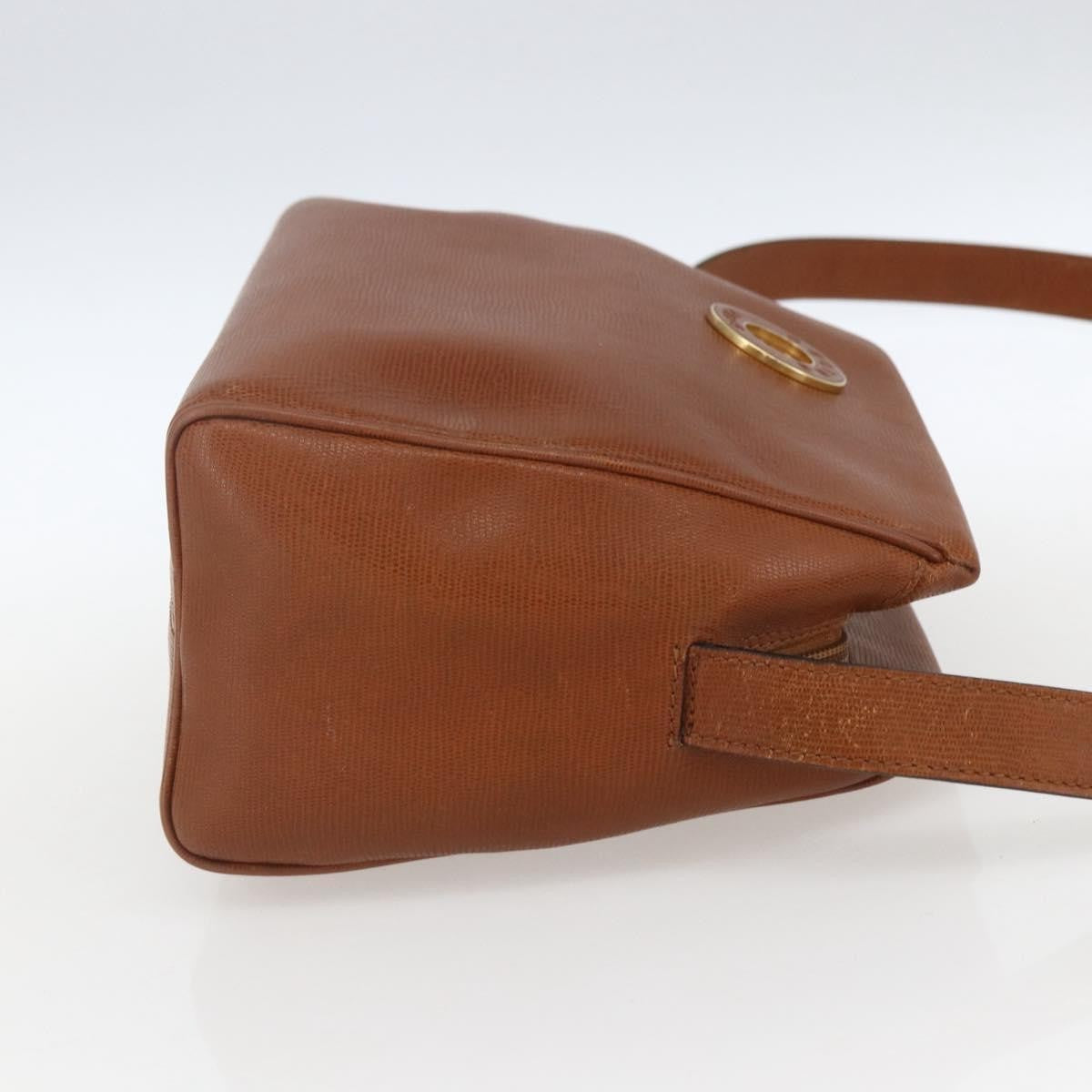 Celine Circle Logo Shoulder Bag Leather, BROWN, LEATHER, Shoulder bag