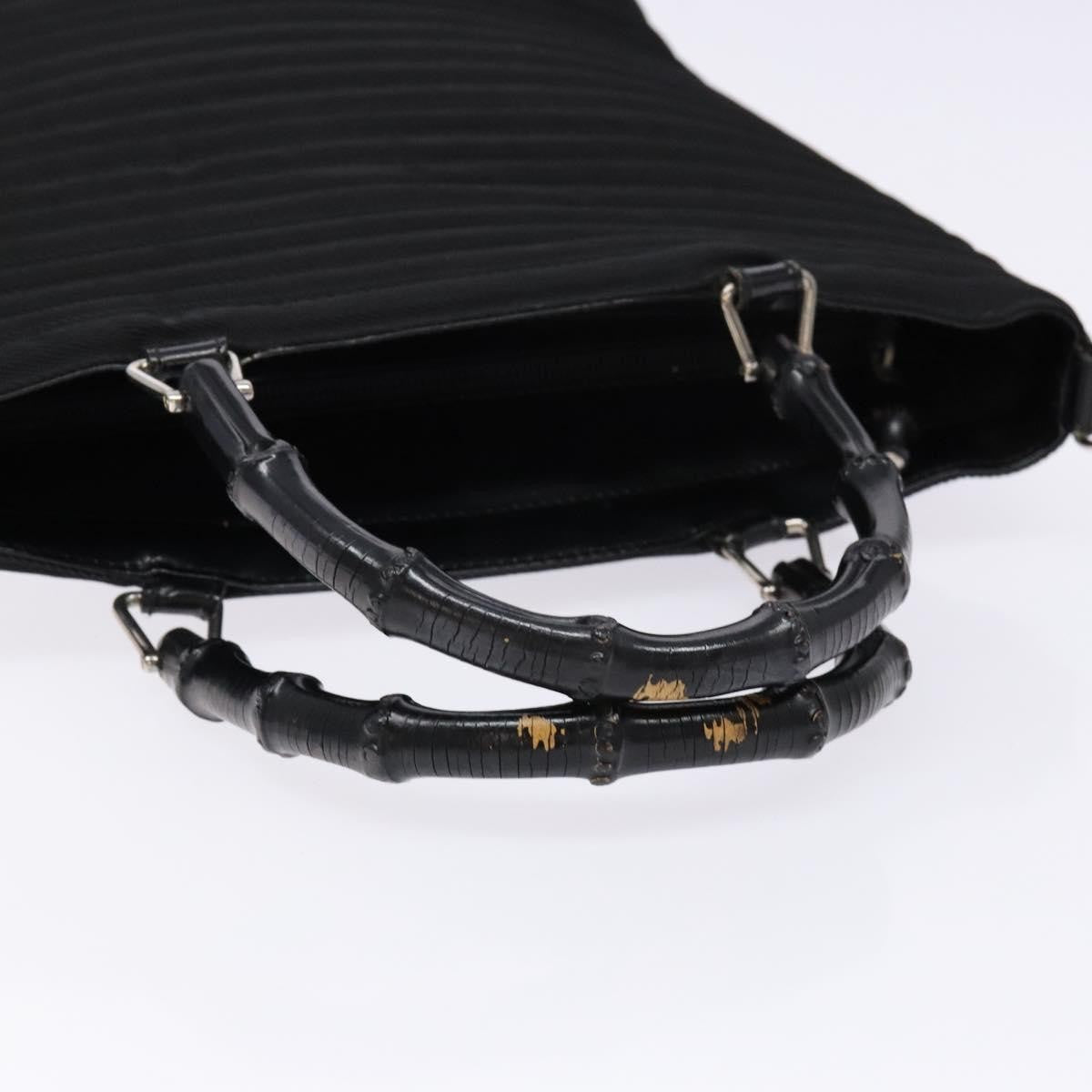 Gucci Vintage Bamboo Handle Bag Nylon, Black, Nylon, Handbag