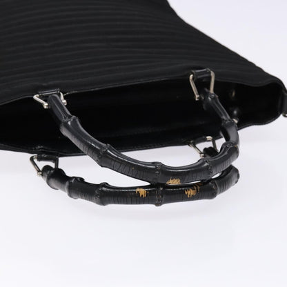 Gucci Vintage Bamboo Handle Bag Nylon, Black, Nylon, Handbag