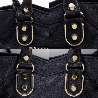 Balenciaga City Classic Metallic Edge Bag Leather, Black, Leather, Handbag