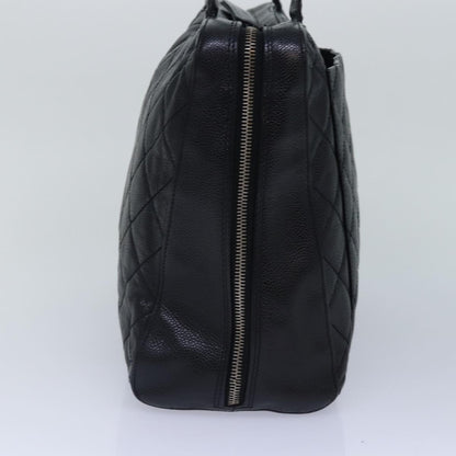 Chanel Vintage CC Zip Around Bowler Bag Quilted Caviar, BLACK, LEATHER, Handbag