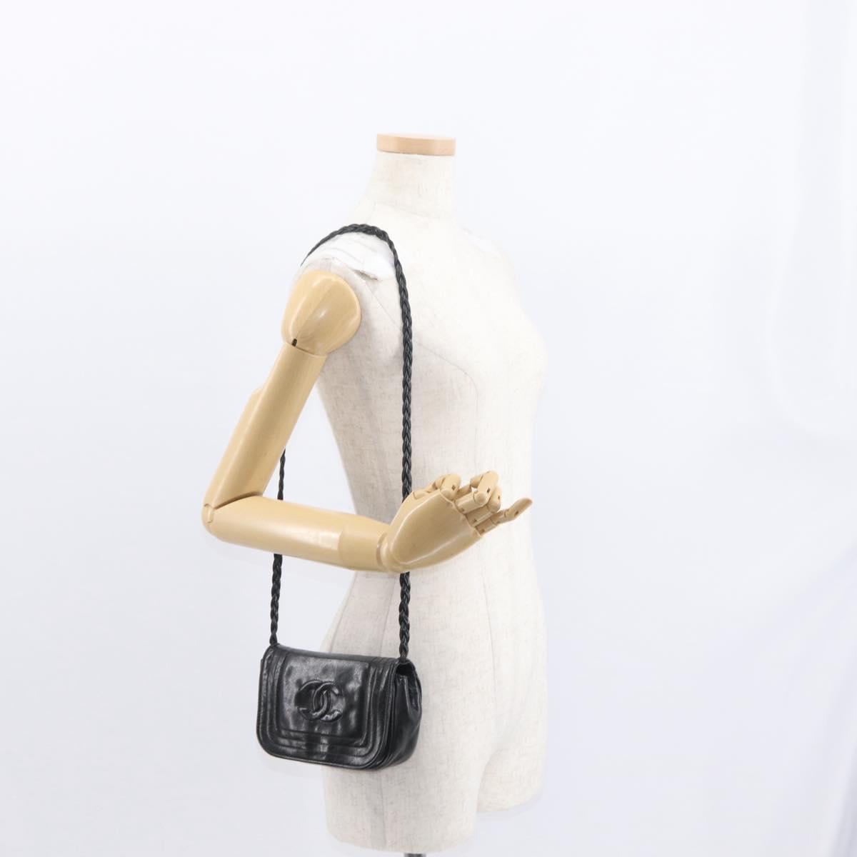 Chanel Vintage CC Stitch Flap Bag Leather, BLACK, LEATHER, Shoulder bag