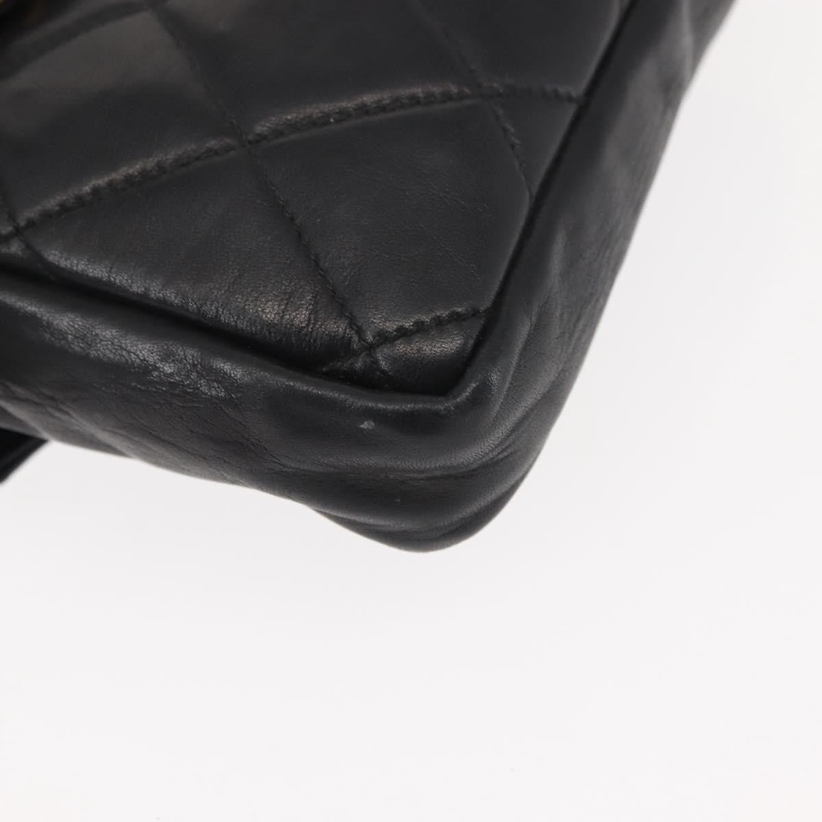 Chanel Vintage CC Flap Waist Bag Quilted Lambskin, BLACK, LEATHER, Shoulder bag
