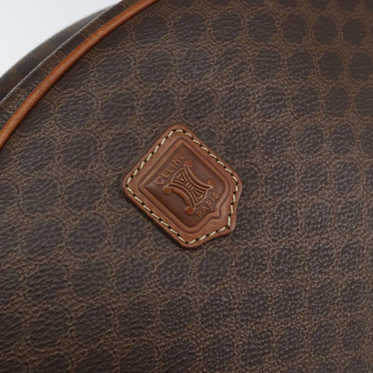 Celine Vintage Macadam Handbag Canvas and Leather, BROWN, CANVAS, Handbag