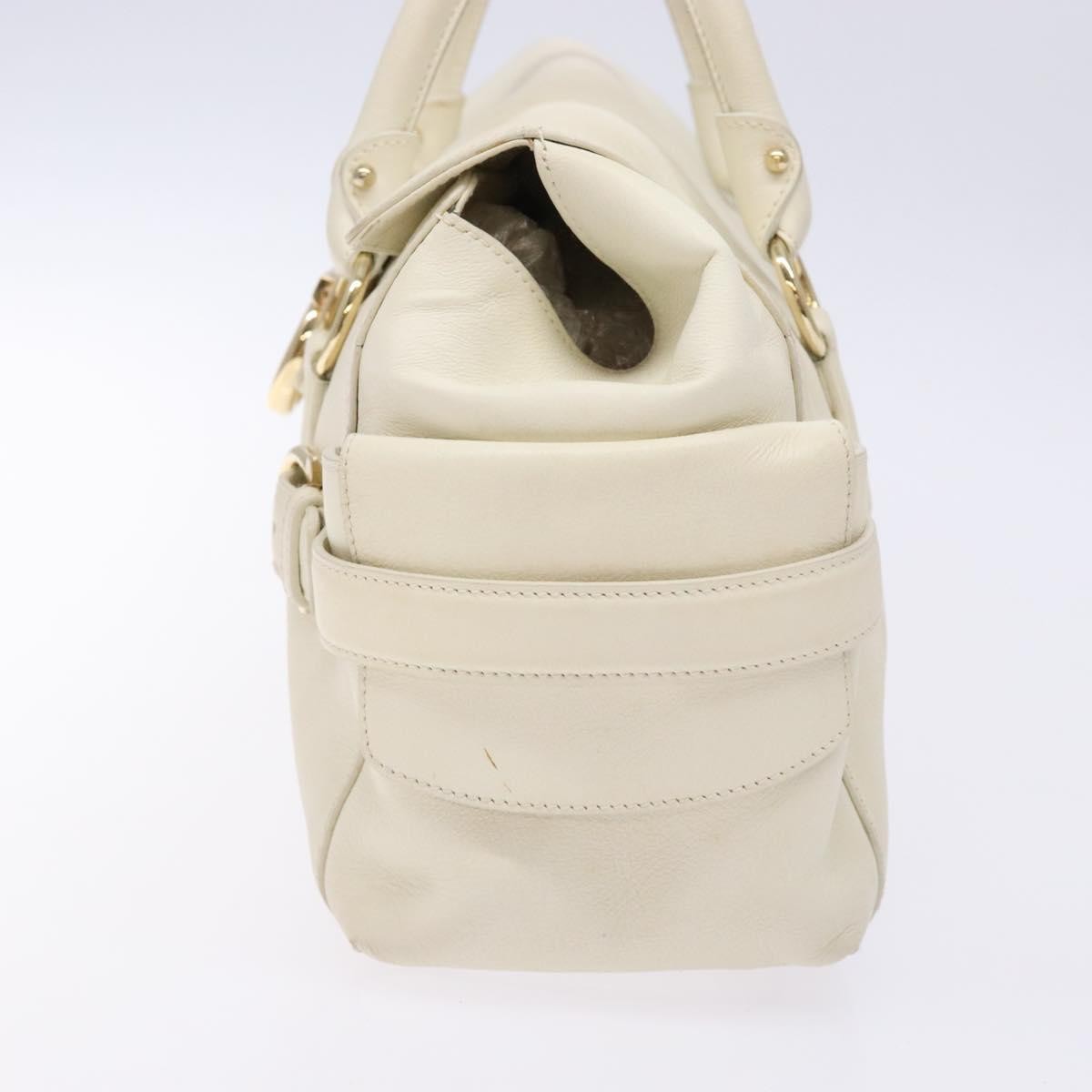 Salvatore Ferragamo Gancini top handle Leather, WHITE, LEATHER, Tote bag