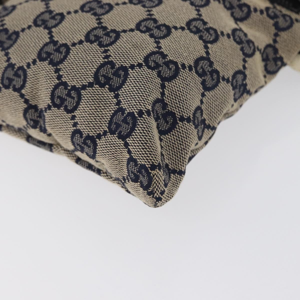 Gucci Vintage Double Belt Bag GG Canvas with Leather, NAVY, CANVAS, Clutche & pouche