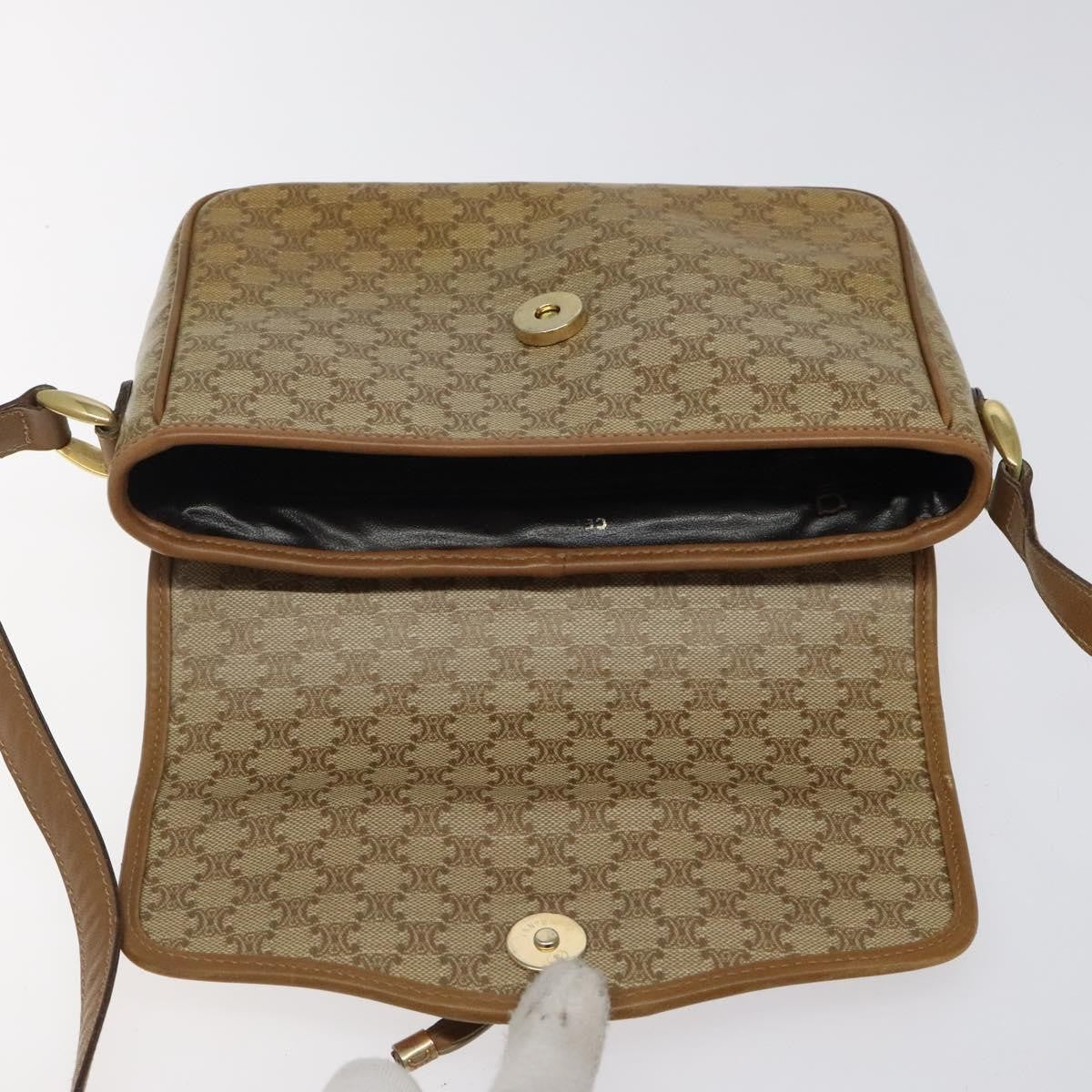 Celine Vintage Macadam Shoulder Bag Canvas, BEIGE, CANVAS, Shoulder bag