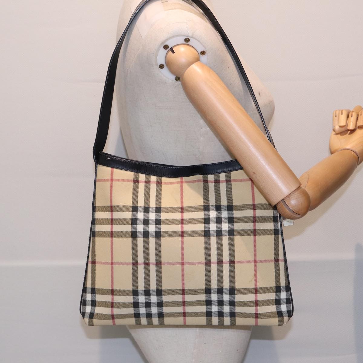 Burberry Shoulder Bag Nova Check Canvas, BEIGE, PVC, Shoulder bag