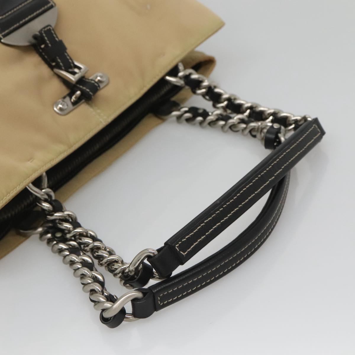 Prada Convertible Chain Tote Quilted Tessuto, BEIGE, NYLON, Tote bag