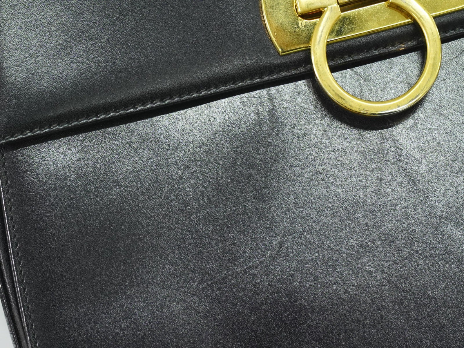 Salvatore Ferragamo Gancini Shoulder Bag Leather, BLACK, LEATHER, Shoulder bag