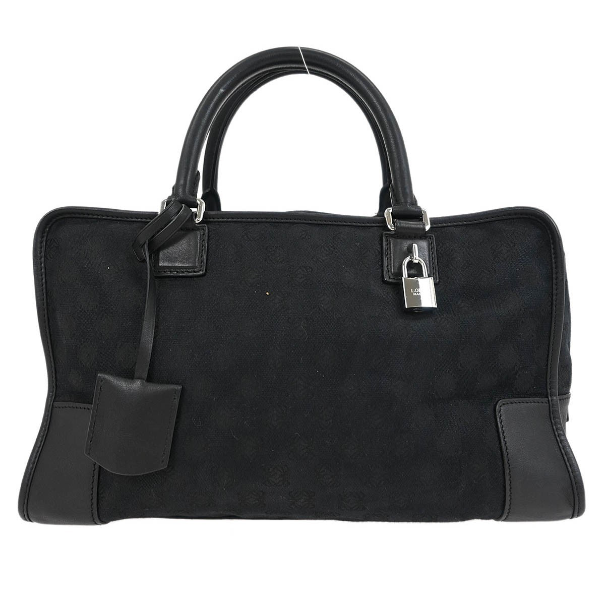 Loewe Amazona Bag Leather and Jacquard Canvas, BLACK, CANVAS, Handbag